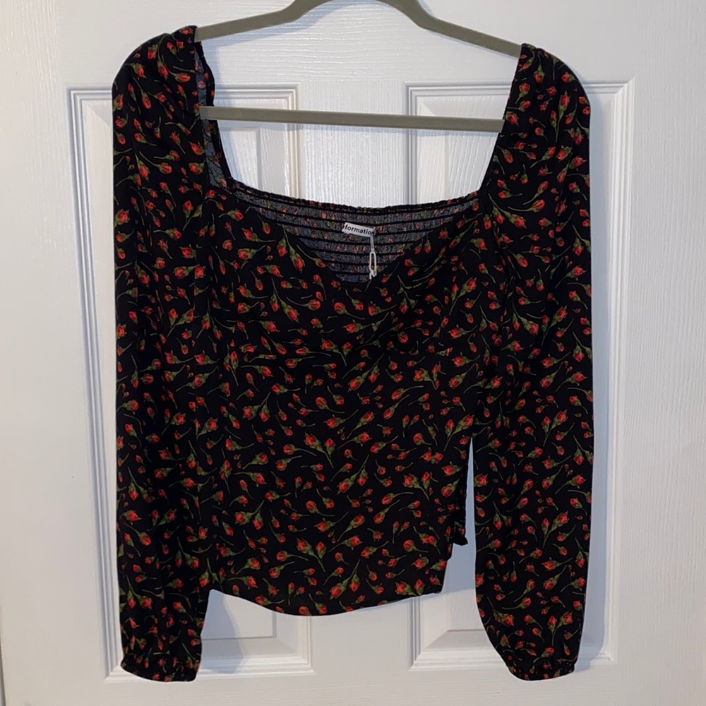 Reformation Sweetheart Neckline Puff Sleeve Blouse